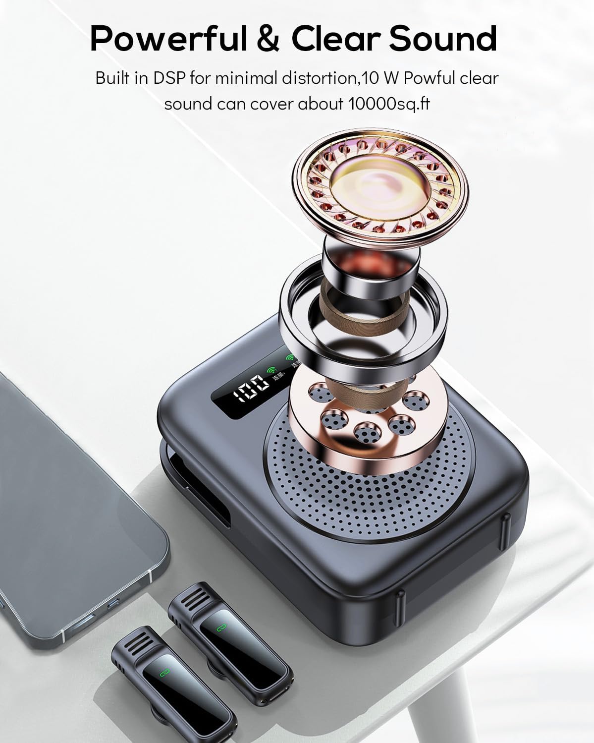 2025 New Upgraded Voice Amplifier Wireless Microphone, Portable Voice Amplifier with Clip on Microphone, Magnetic Lavalier, Teacher Microphone for Classroom, Speech - Image 4