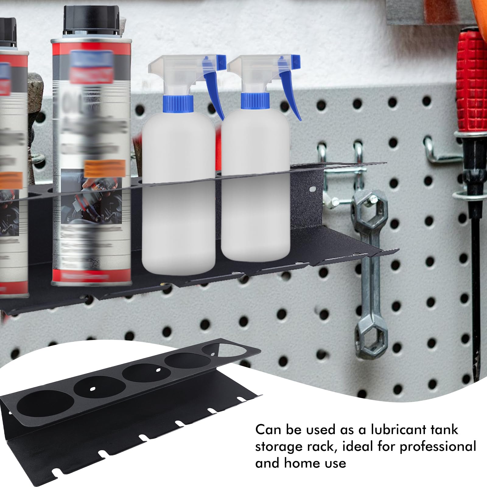 43 x 10 cm. Soporte para botes de aerosol: soporte para latas, estante de almacenamiento para latas de lubricante, soporte para botellas de aerosol, resistente organizador de botellas de 5