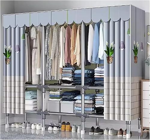 Miniatura 18 de large closets Assemble Wardrobe Closet Rugged Metal Frame Wardrobe Rack with Thick Cloth Cover Armoire Wardrobe Closet with Hanging Rods