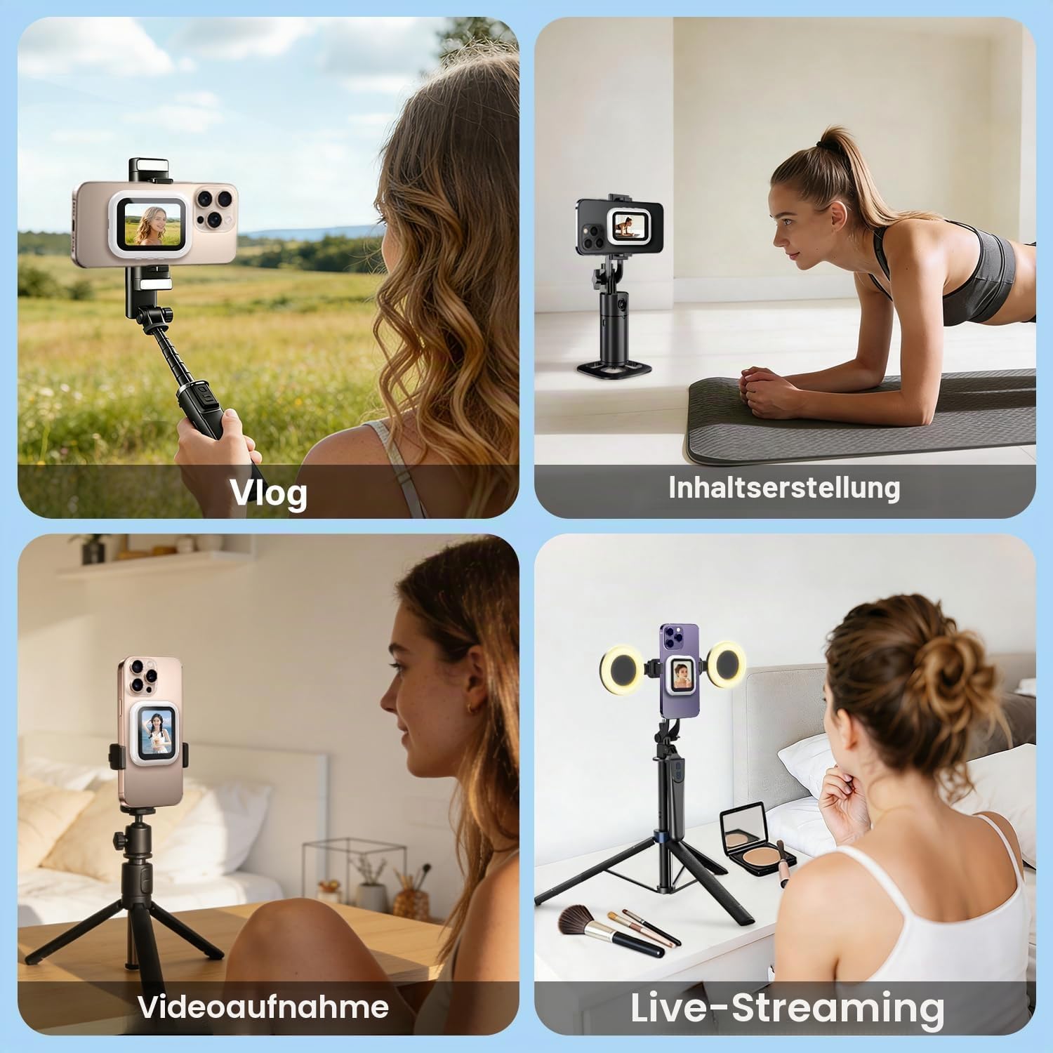 yAyusi Mini Magnetischer Vlog-Selfie-Monitor-Bildschirm für iPhone, Kompakter Tragbarer Rückkamera-Monitor, Handy-Monitor-Bildschirm, Handy-Spiegel für Rückkamera-Aufnahmen/Streaming/TikTok/YouTube