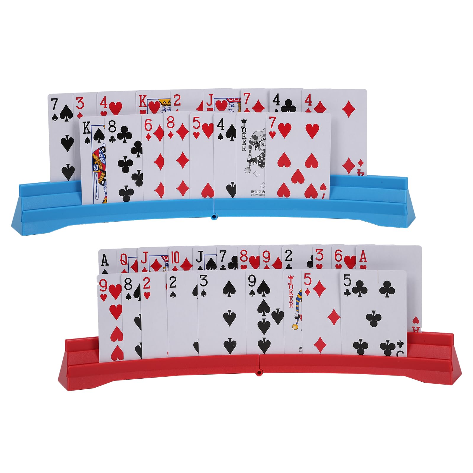 Photo 1 of GHERPTE 2 Pack Card Holders, Double Layered Stackable, Red/Blue