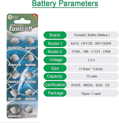 Miniatura 5 de 30 pilas de botón alcalinas AG10 - G10 LR54 LR54SW LR1130 L1130E LR1130SW LL1131 L1131E SR1130W 389 390 Tipo