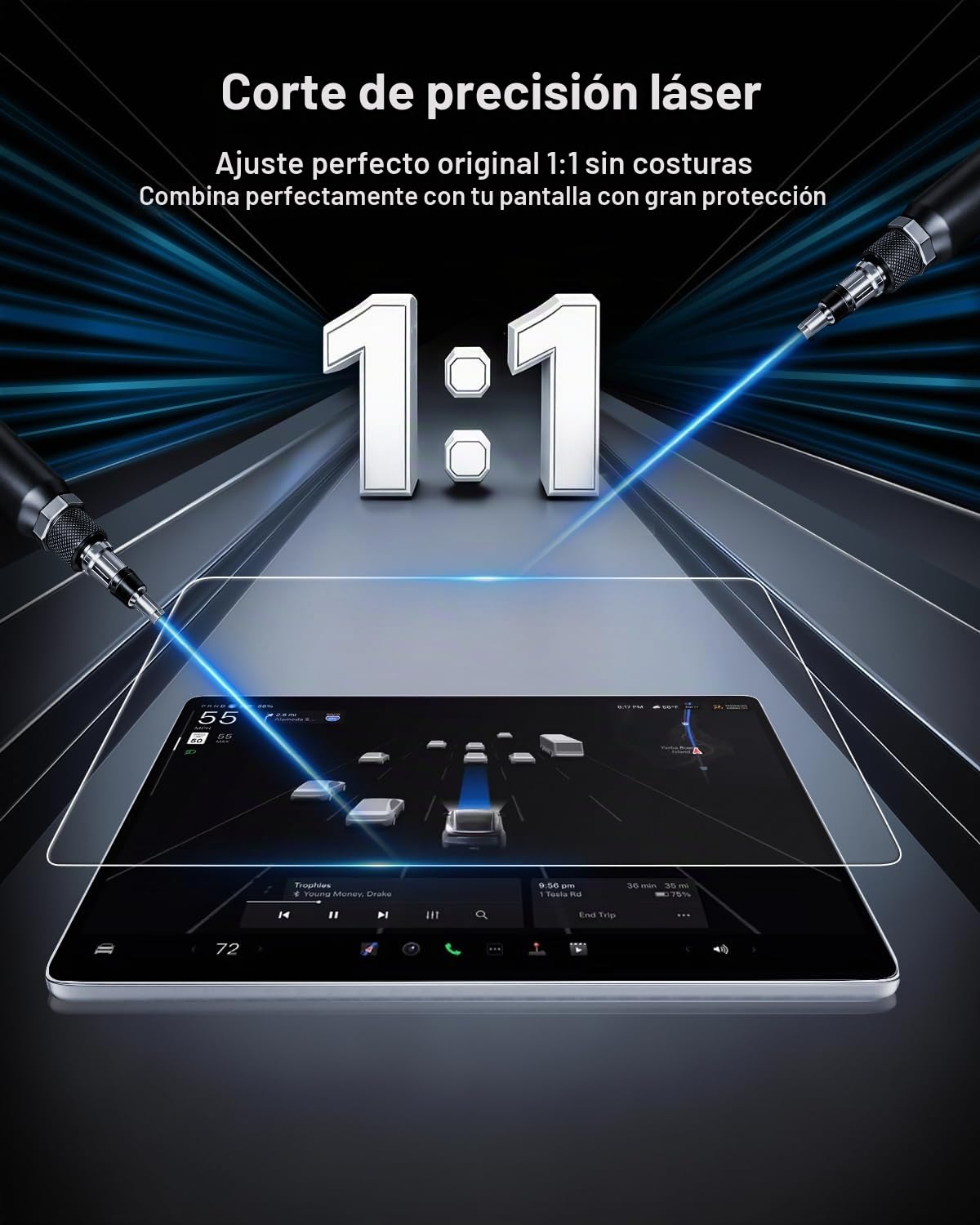 SHAOHAO 3 piezas compatibles con Audi A6 C8/4K & A7 4K8 & Q7 & Q8 2019-2023 2024 (Navigation + Rear Entertainment System) Juego completo de protectores de pantalla de vidrio templado