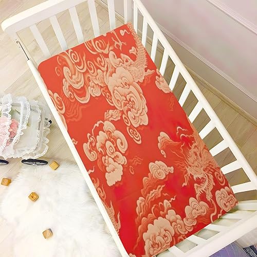 Miniatura 6 de Kigai Fitted Crib Sheet for Boys Girls,Chinese Dragon Jersey Knit Baby Sheet for Standard Crib and Toddler Bed Mattresses, Cozy Soft Breathable, 28