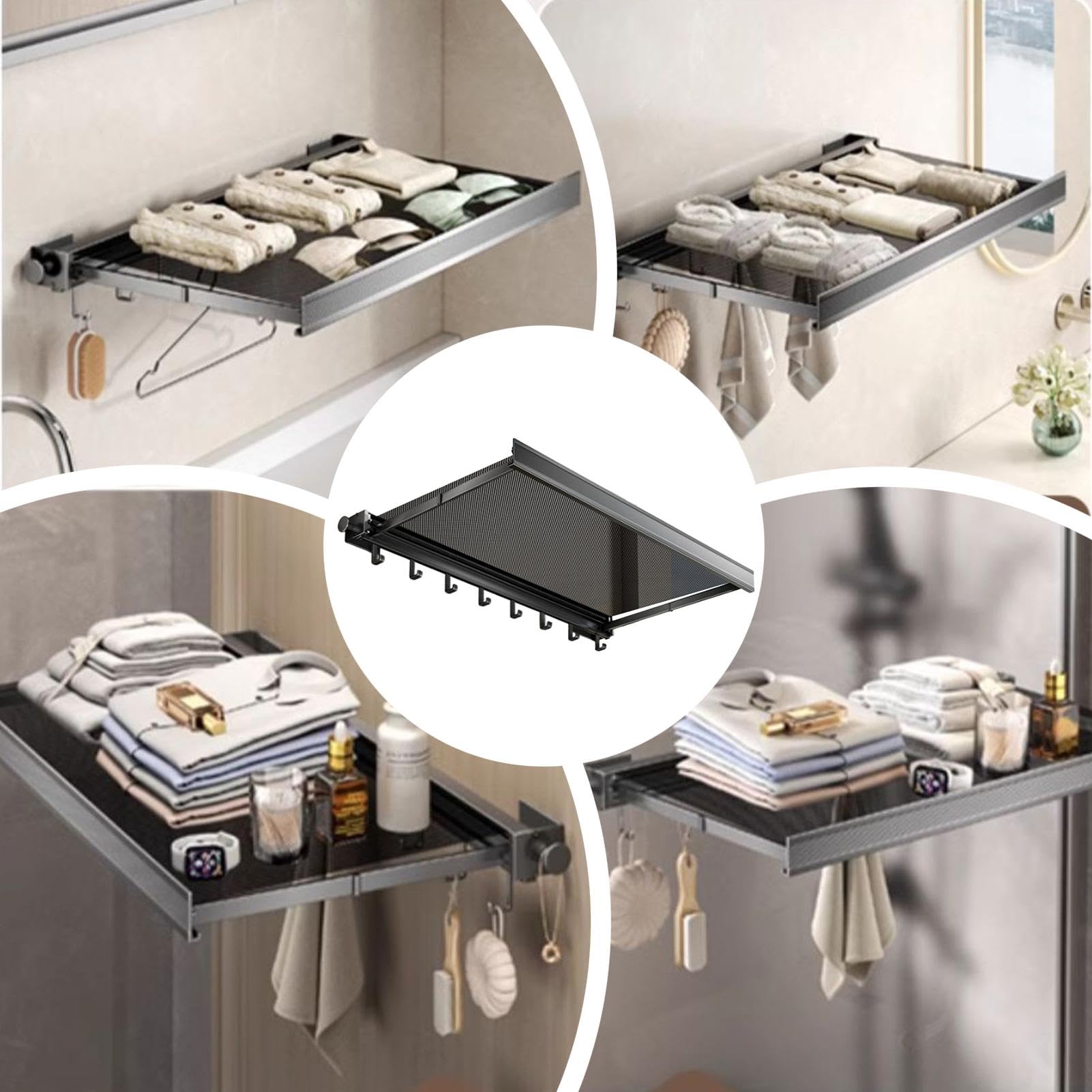 Stendibiancheria da parete, stendibiancheria da parete, supporto per asciugatura a parete con gancio, accessori da bagno, rete per asciugare vestiti, porta asciugamani per biancheria intima