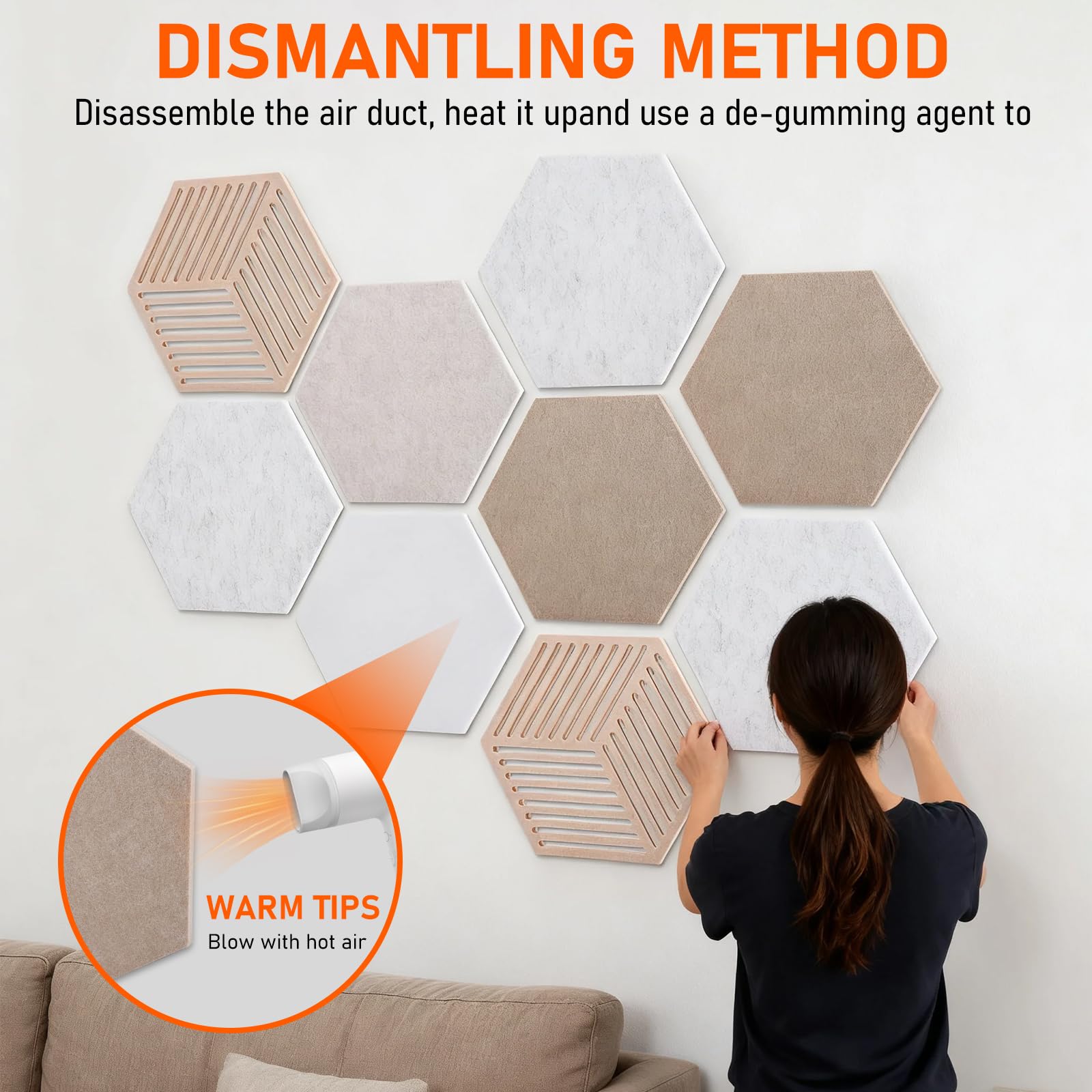 BigKing 10 tableros de fieltro hexagonales con 35 alfileres, pizarra de corcho, autoadhesivos, para dormitorio, oficina, estudio, tablón de anuncios de pared para tablones de anuncios