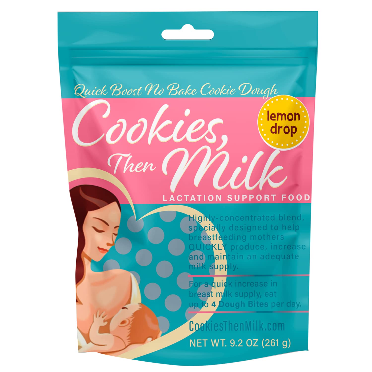 COOKIES, THEN MILK No Bake Lactation Cookies Dough, Pumping & Breastfeeding Supplement Support for Breast Milk Supply, Fenugreek Free Edible Lactation Support Cookie Dough, Lemon Drop