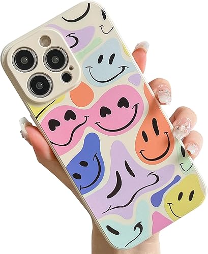 KERZZIL Elegante funda de teléfono con diseño de amor sonriente compatible con iPhone 15 Pro, fundas femeninas de silicona líquida suave, funda