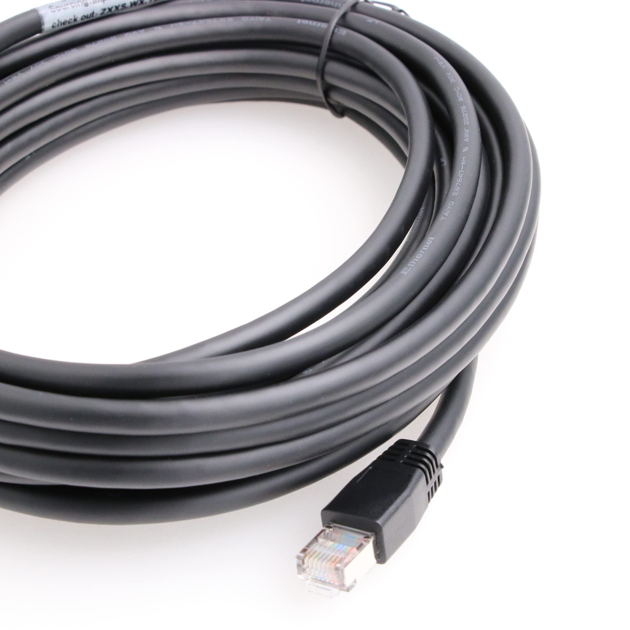 Cavo Ethernet M12 a RJ45, maschio a 4 pin con codice D, Cat5e schermato, impermeabile, per telecamere industriali, Ethernet/Profinet/IP/EtherCat (10 m, nero)