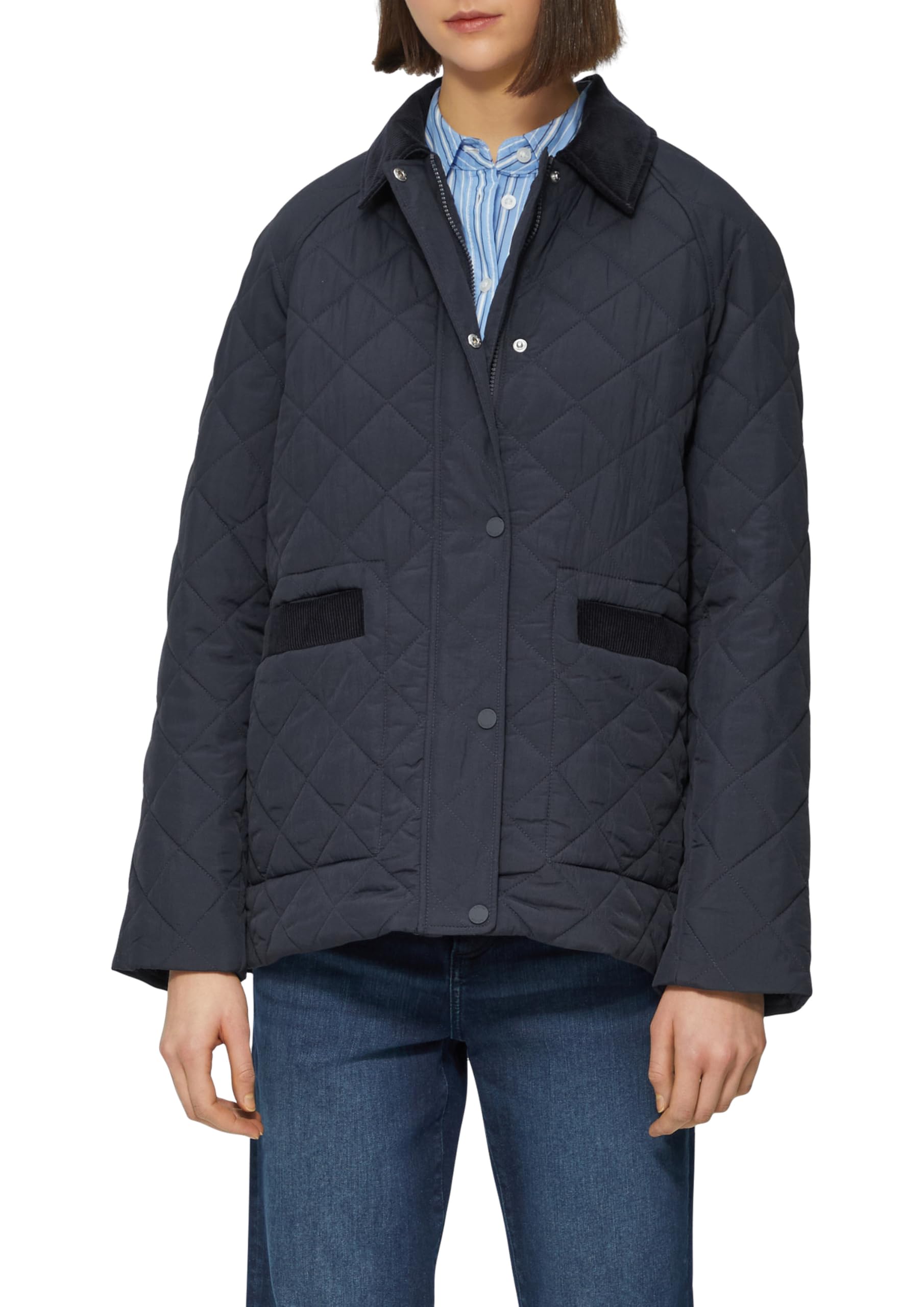 s.Oliver Quilted jacket with corduroy details, navy, 20