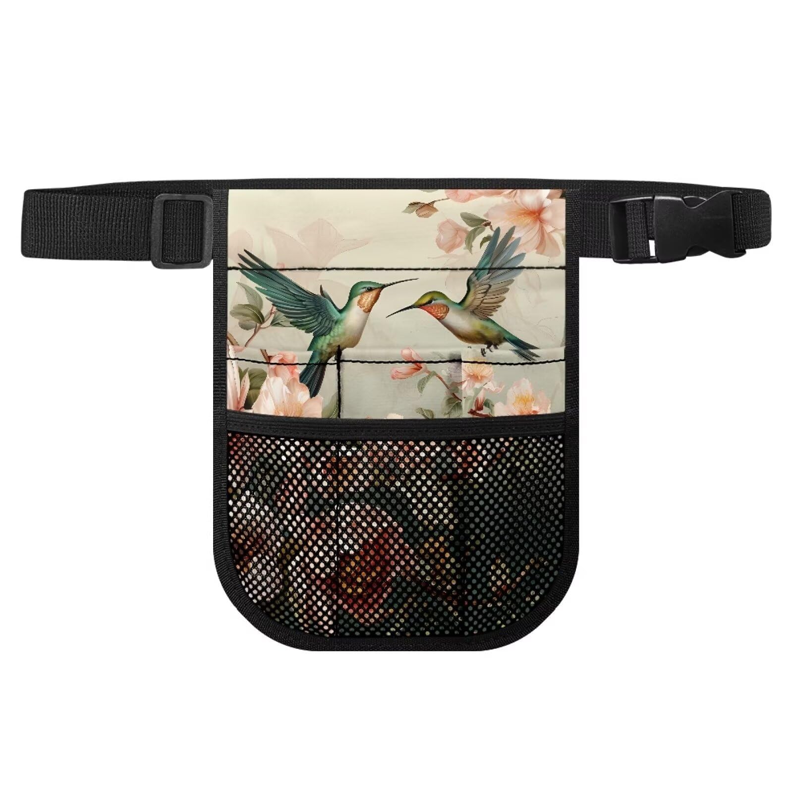 Rnyleeg Nurse Fanny Pack Practical Waist Bag Nurse Pocket Bag Belt Organizer Pouch Nursing Tool Storage Bag,Floral Hummingbird Print