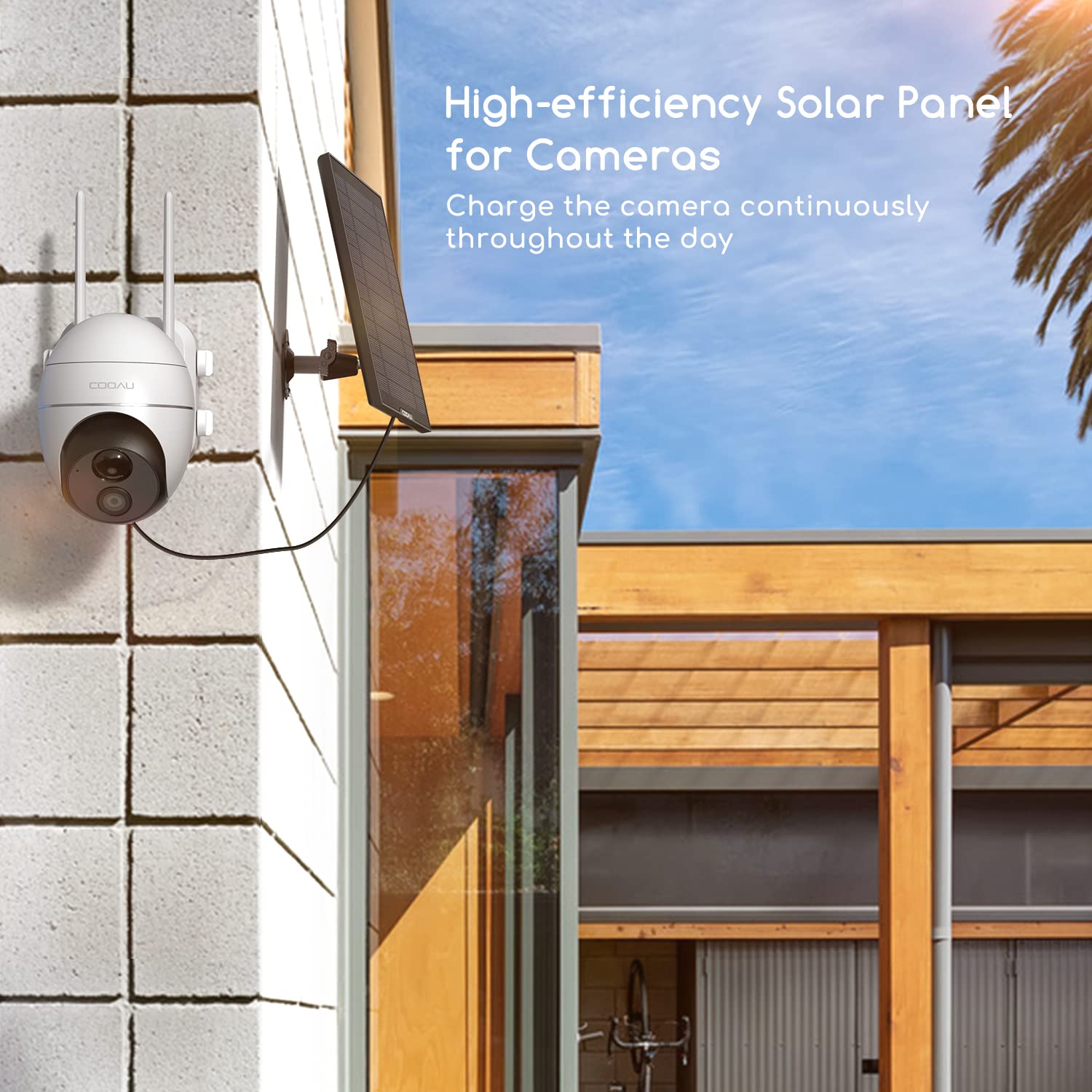 COOAU pannello solare per telecamera di sicurezza alimentata a batteria solare per esterni e interni, campanello ecc.