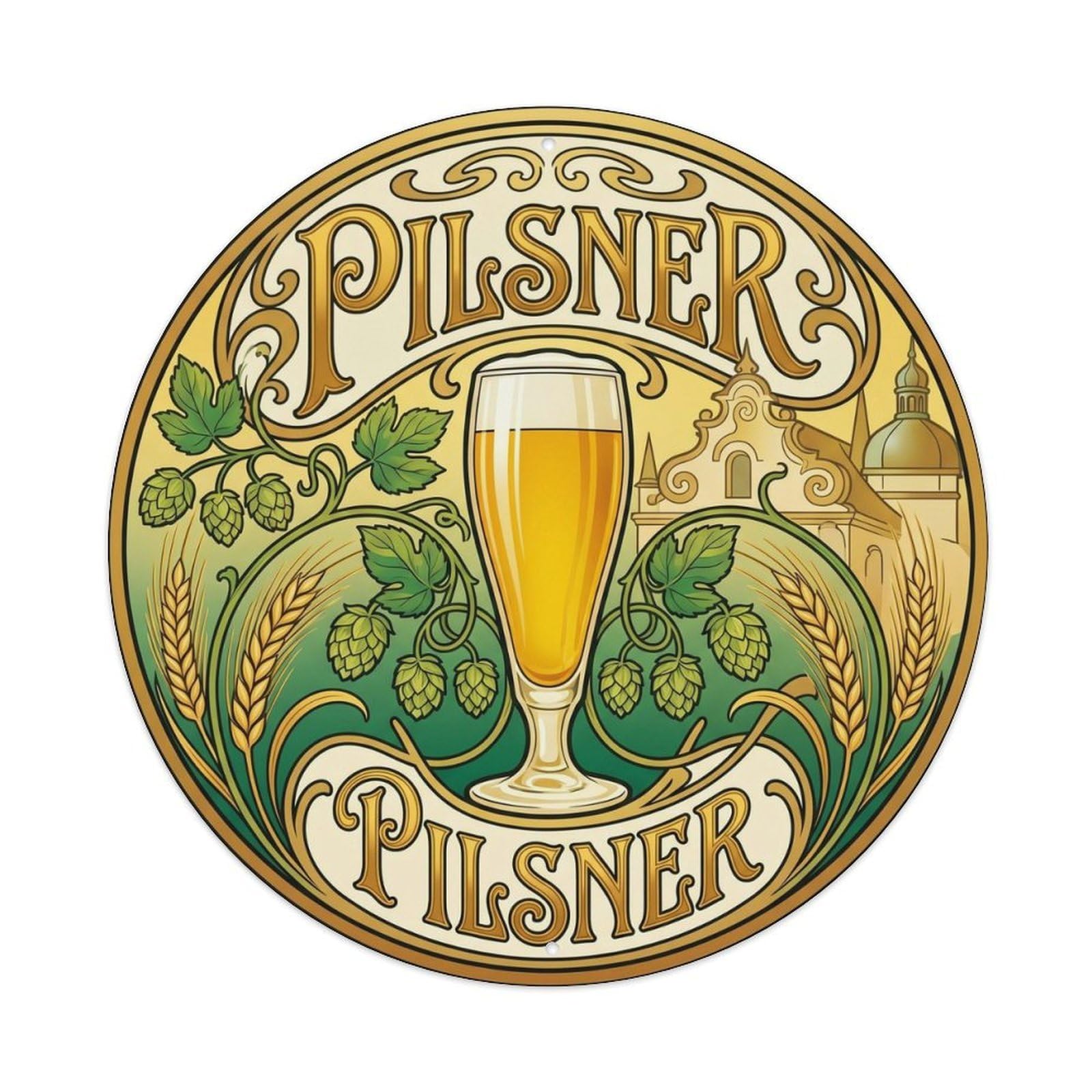 Pilsner Lager Beer Tavern Culture Heritage Dark Malt Metal Tin Sign