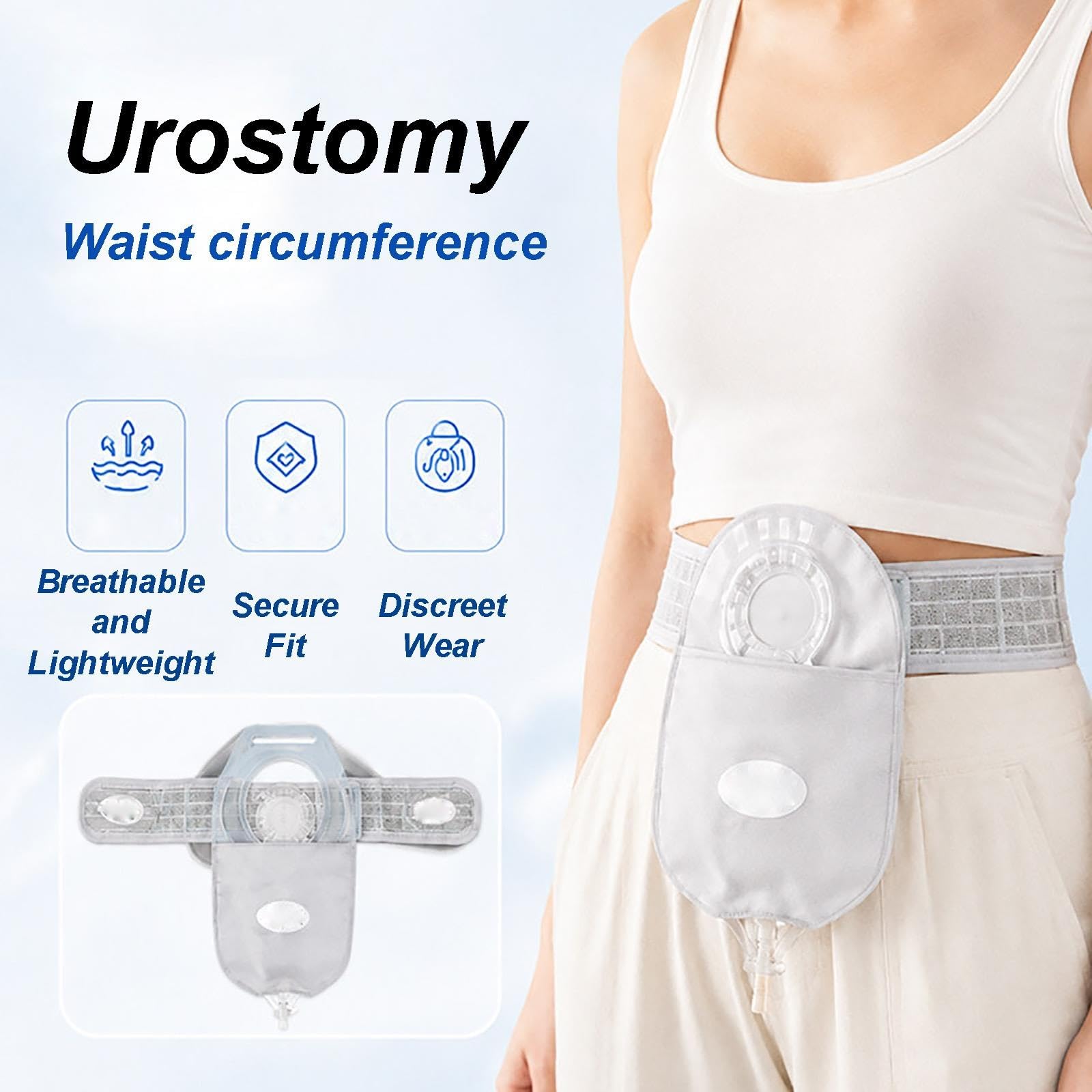 1 Stoma Gürtel, Stoma Bandage für Urostomie Inkl. 2 Stomabeuteln