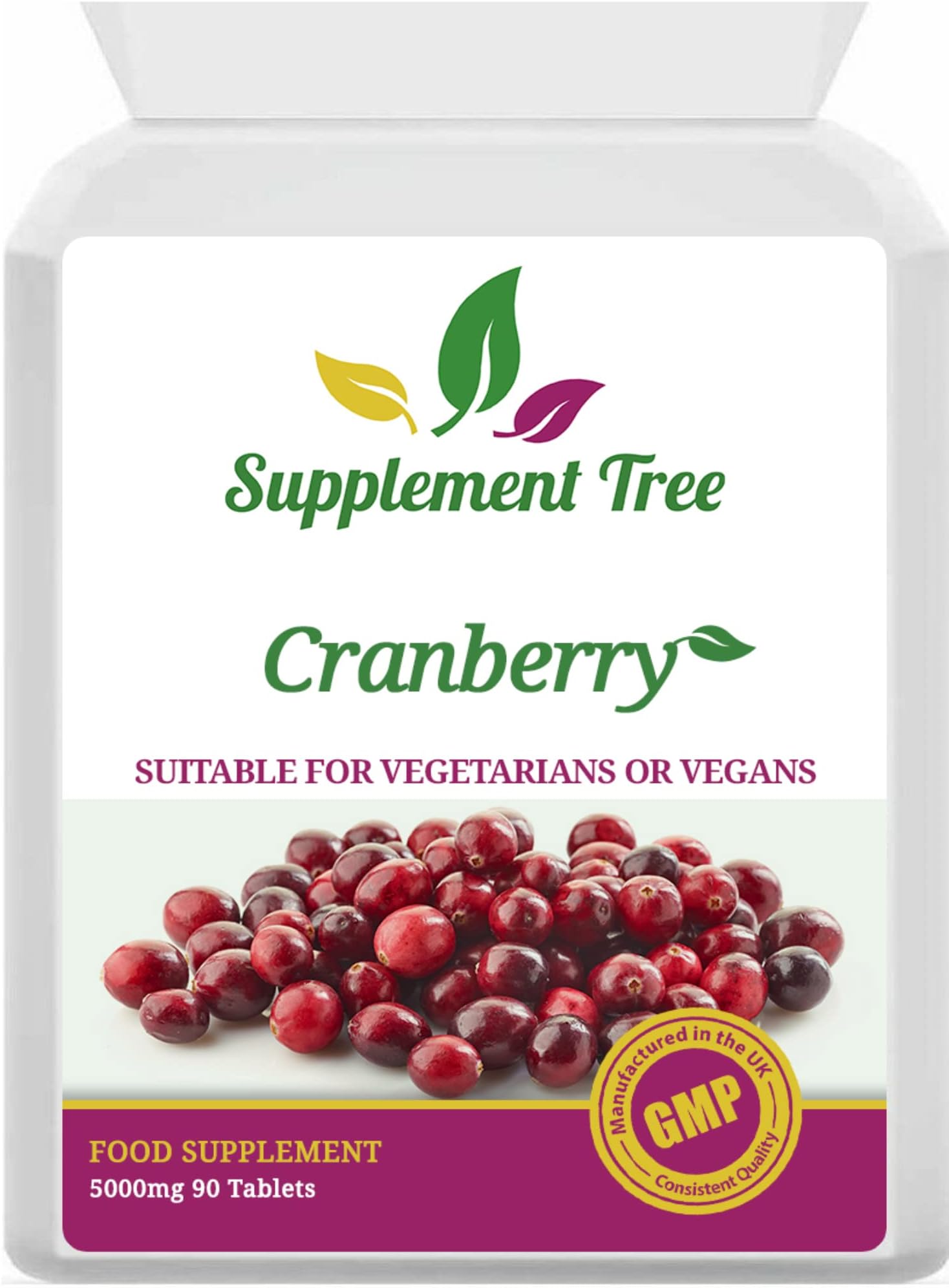 Cranberry 5000mg 90 Tablets | High Strength Cranberry Supplement | UK Manufactured | Vegans & Vegetarians Friendly
