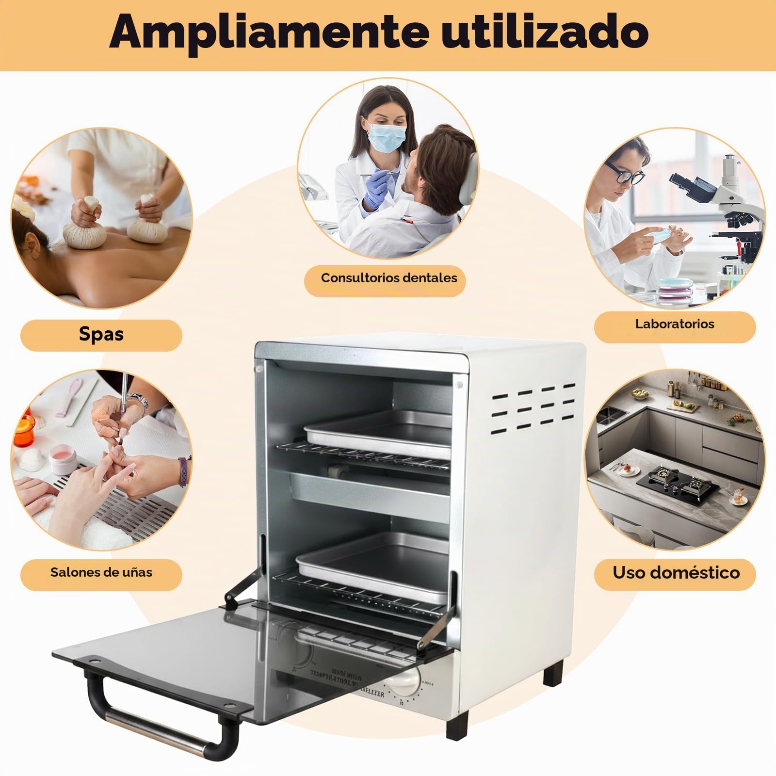 Esterilizador de alta temperatura, esterilizador de calor seco de 12L, esterilizadores de herramientas con control de temperatura y temporizador,con bandeja para peluquerías, spas y estudios de uñas