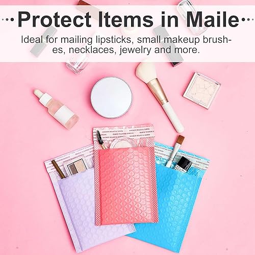 Miniatura 4 de Henoyso 162 sobres de burbujas pequeñas de colores de 4 x 6 pulgadas, sobres de envío de polietileno a granel, impermeables, acolchados, bolsas de