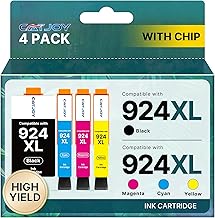 924 Ink Cartridges XL 4 Pack with Chips 924e 924 XL for HP 924 Ink Cartridges Multipack Compatible with HP OfficeJet Pro 8120 8130 8122 8135 8123 8125 8128 8132 8133 8134 8135(4-Pack, B/C/M/Y)