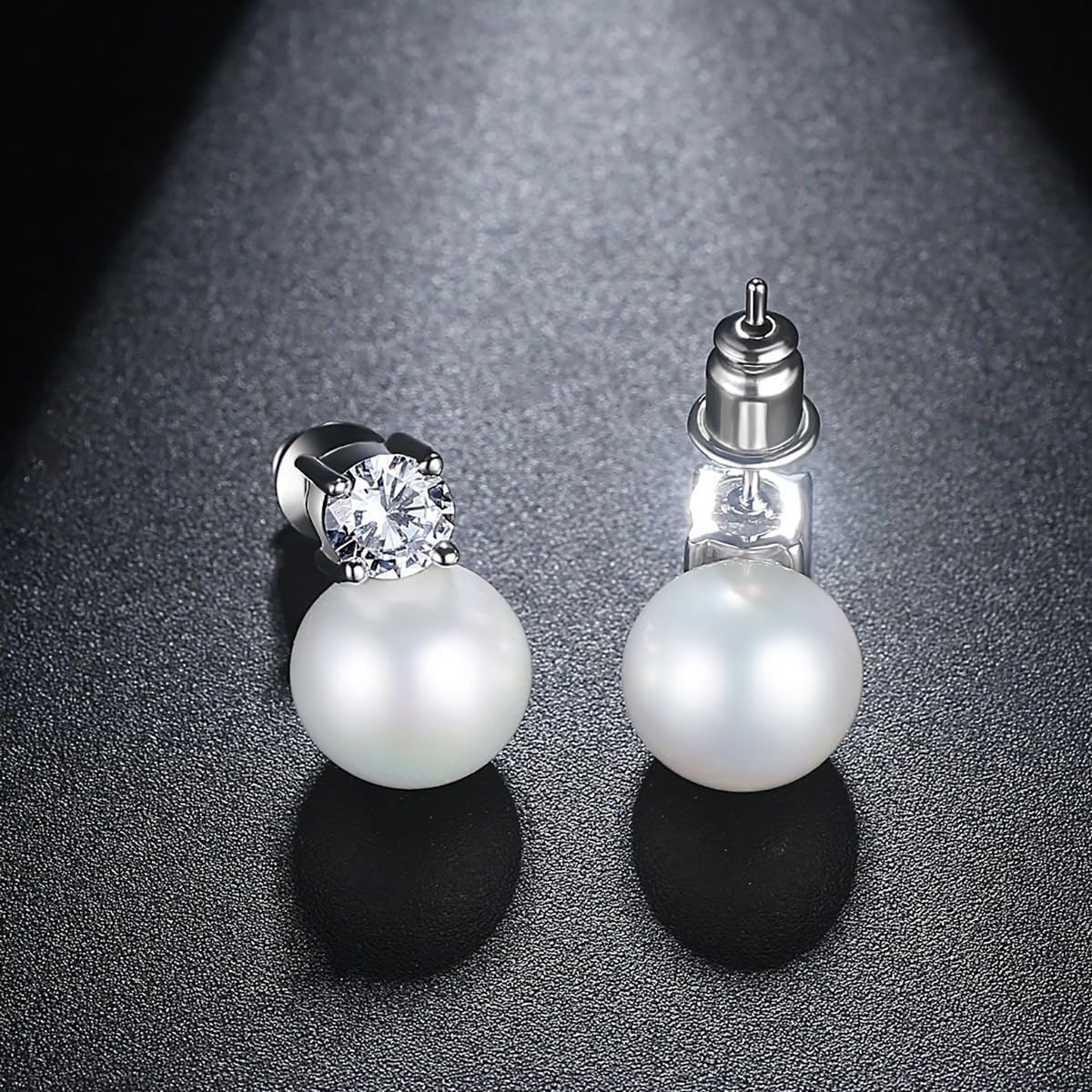 Natural Pearl Drop Earrings with D-Color Moissanite Halo in 14K Gold, June Birthstone Stud Gifts for Mom, Wife on Christmas, Mother's Day