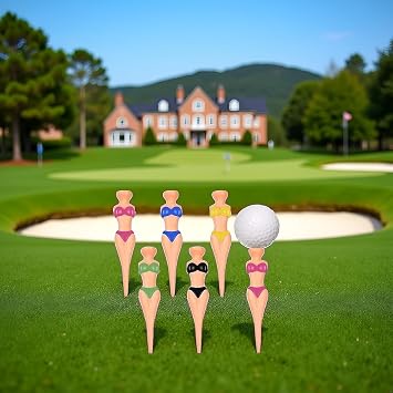 6Pcs/Set Funny Plastic Golf Tees, 76 mm/ 3 Inch Plastic Pin up Golf Tees for Home Golf Training Accessories Golf Tees