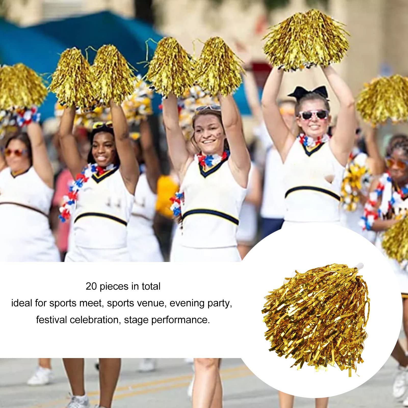 24 PON PON Metallici da Cheerleader per Bambini, Morbidi Fogli da 12 Pollici, Feste Sportive