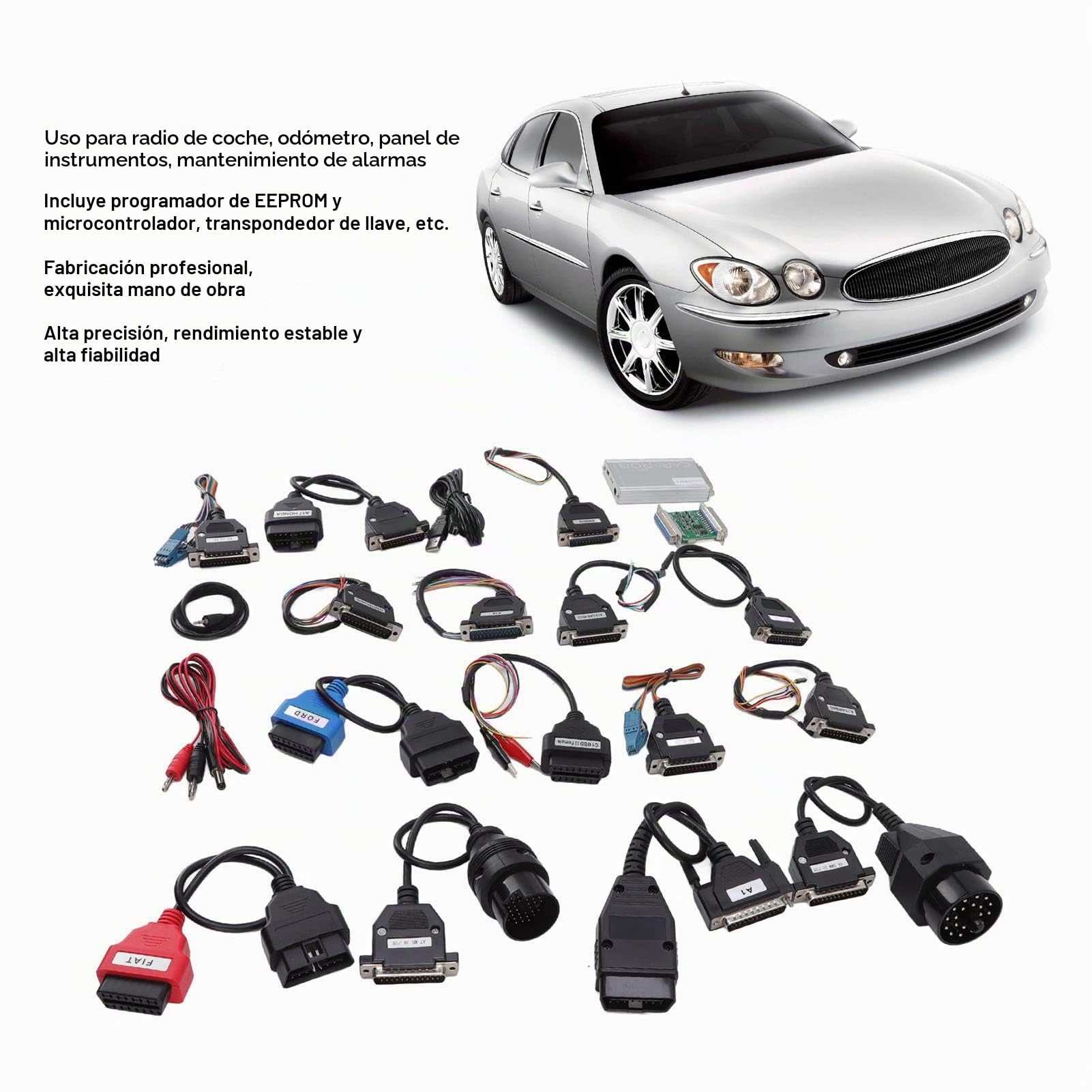 Herramienta de diagnóstico para Coche 20 Piezas, Compatible con Win XP/7/8/10, escáner Universal multifunción en Aluminio y ABS programación línea