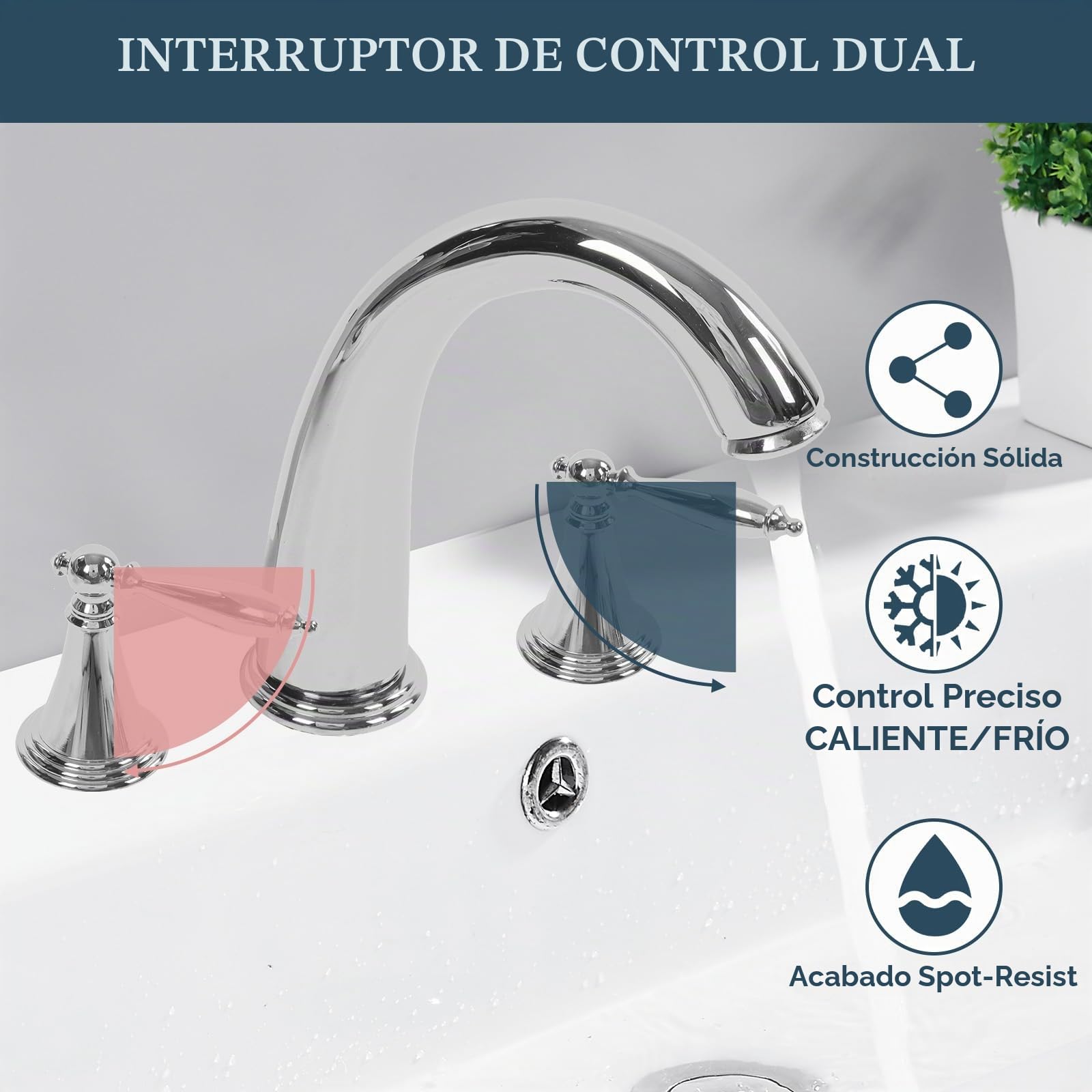 Grifo de Lavabo, Grifo Mezclador de Lavabo Vintage de 3 Agujeros con Doble Manija, Cobre Completo para Agua Fría y Caliente, Fácil Instalación y Resistente para Baño, Cocina, Hotel