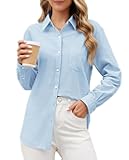 Linen Shirts Button Down Shirts for Women Long Sleeve Summer Shirt Casual Beach Work Collared Cotton Linen Tops