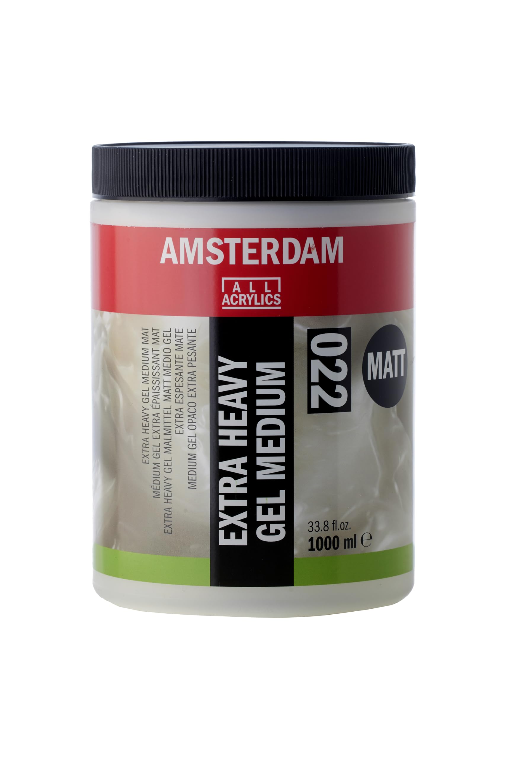 Amsterdam Mediums - Extra Heavy Gel Medium Matt 022-1000 ml Jar - Enhances Acrylic Texture - Mixed Media Friendly
