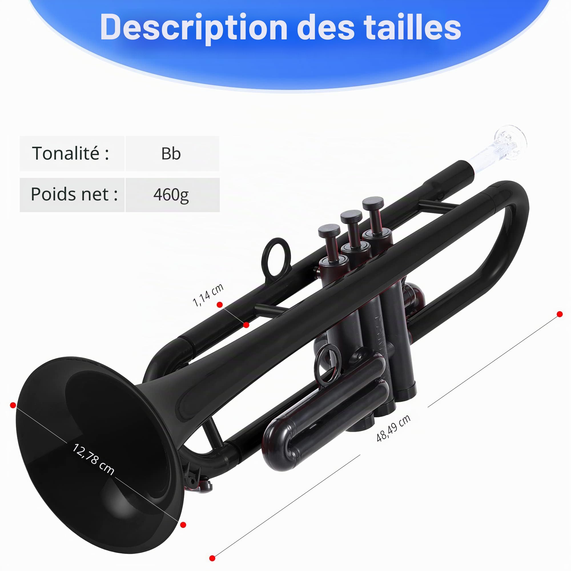 PAMPET Trompette professionnelle en plastique noir