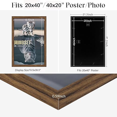 Vista 327 de Marco gris rústico de 18 x 24 pulgadas, marco para póster de 18 x 24 pulgadas, color gris envejecido, grande, retro, natural, 24 x 18 pulgadas