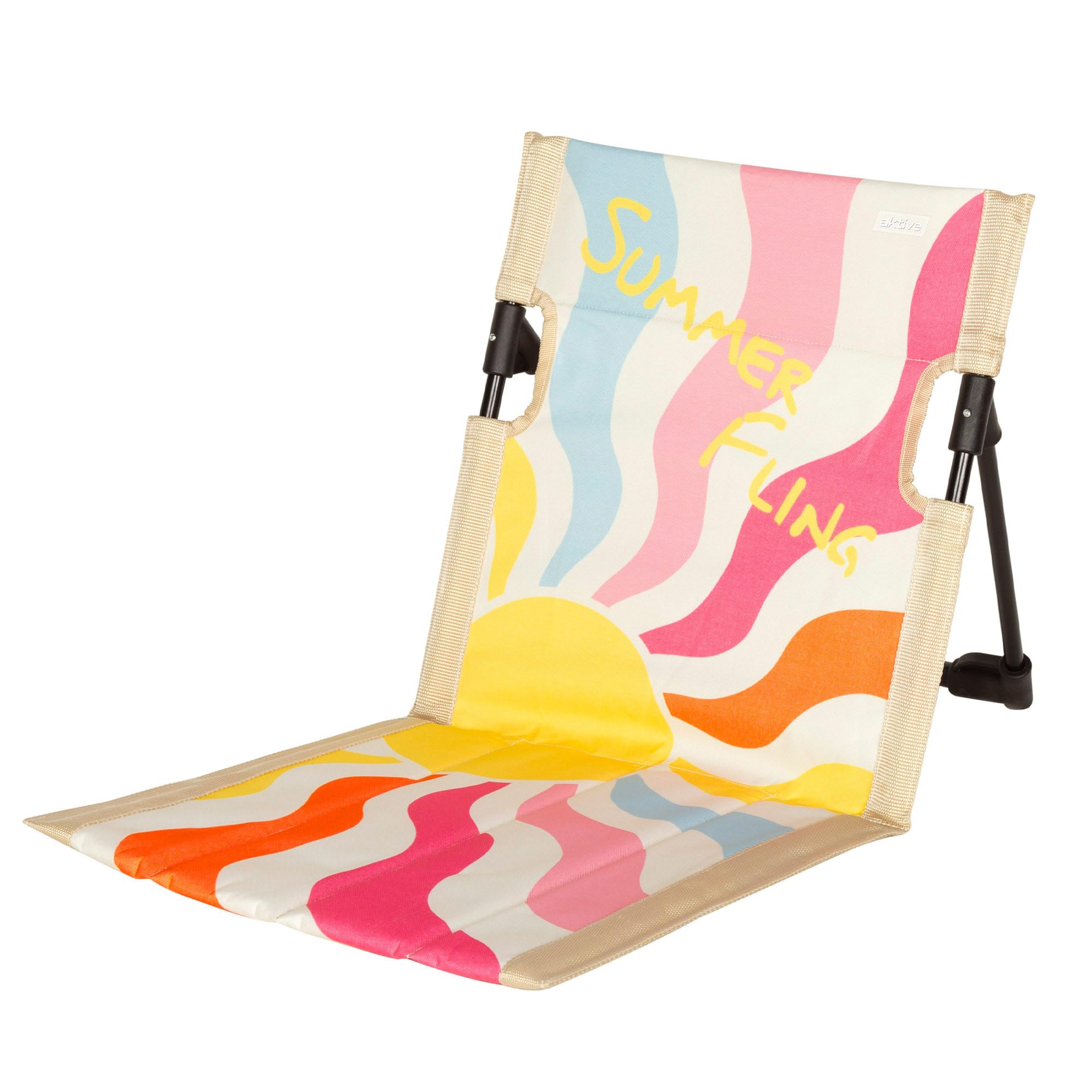 AKTIVE 62462 składana mata plażowa letnia latająca mata plażowa, wymiary 39 x 39 x 40 cm regulowane oparcie, wytrzymała tkanina Oxford, system zapobiegający przewróceniu, w zestawie torba transportowa