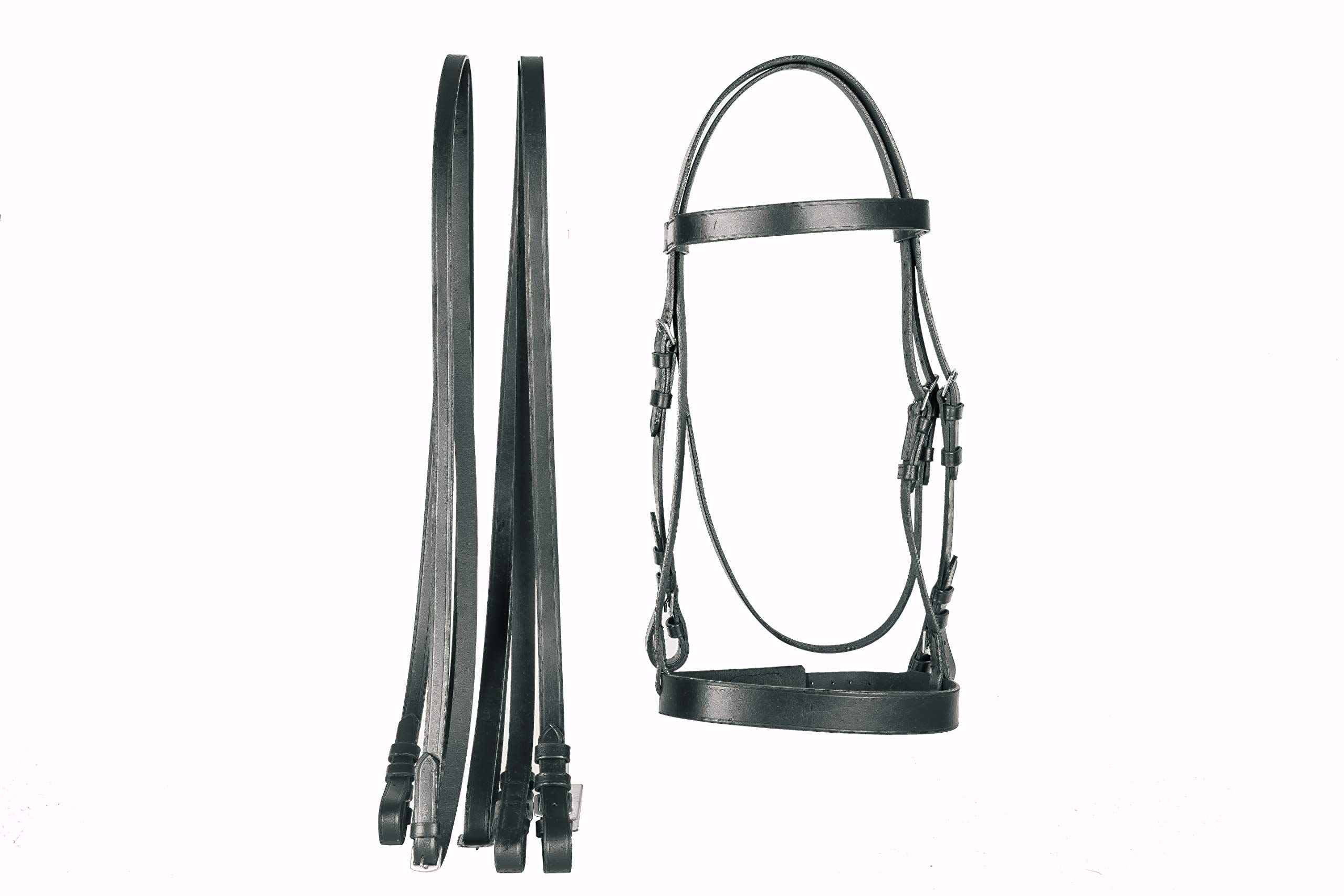 Lussoro Genuine Leather Polo Bridle Headstall with Reins Full