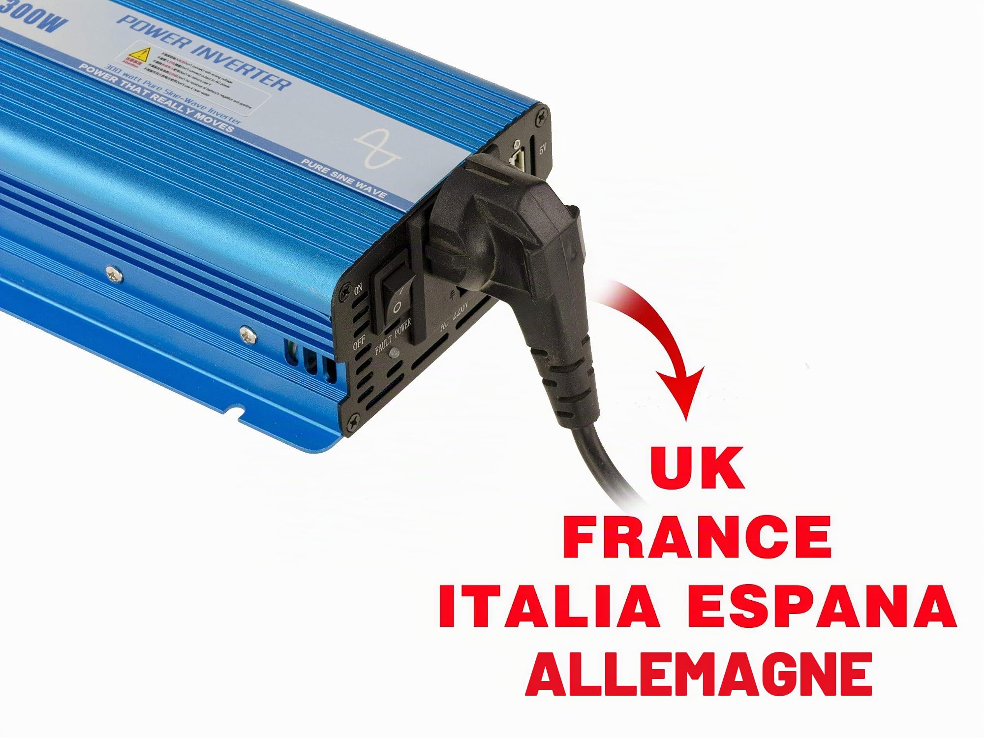 KALEA-INFORMATIQUE Convertisseur de Tension 12V en entrée vers 220V avec Onde Pur Sinus. Puissance Continue 300 Watts, Puissance en crête 600W