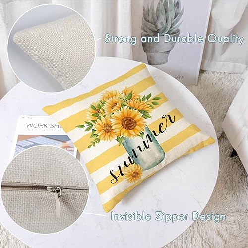 Miniatura 9 de Juego de 4 fundas de almohada de primavera de 20 x 20 pulgadas fundas de almohada florales para primavera y verano fundas de almohada decorativas