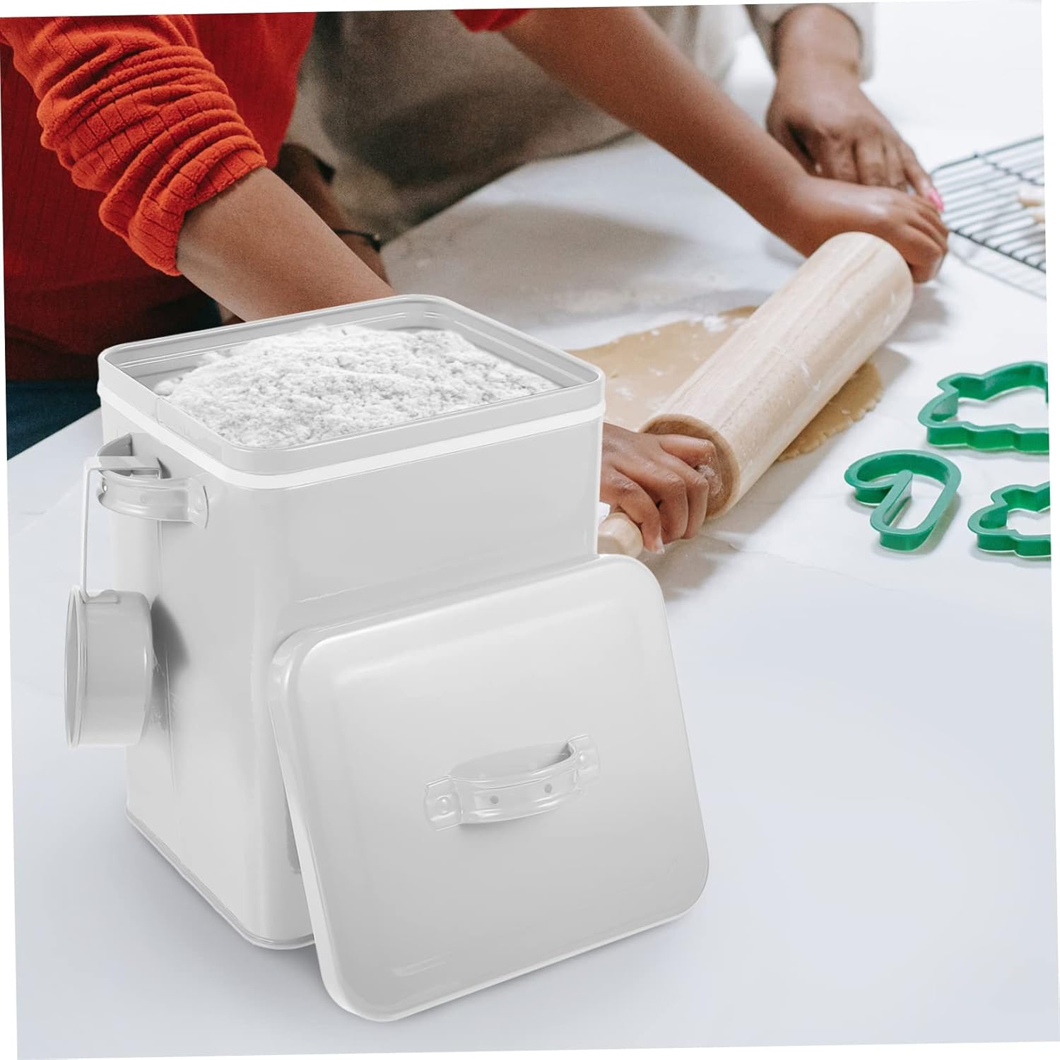 GLEAVI Refillable Pet Food Storage Container Farmhouse Style Canister for Dog Food Laundry and Rice Airtight Design Self-contained for Organization