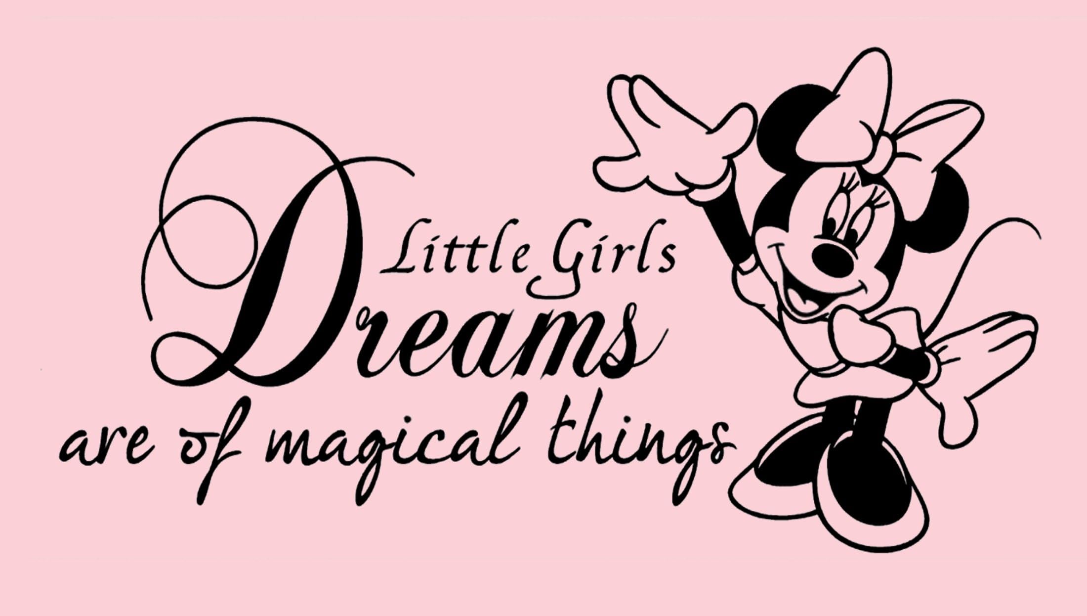 Minnie - Dreams - Vinyl Decal Sticker for Wall Nursery Children's Room Quote - Black - 23 Inches - Peel and Stick - Removable Decor ART (Minnie Mouse Dream)