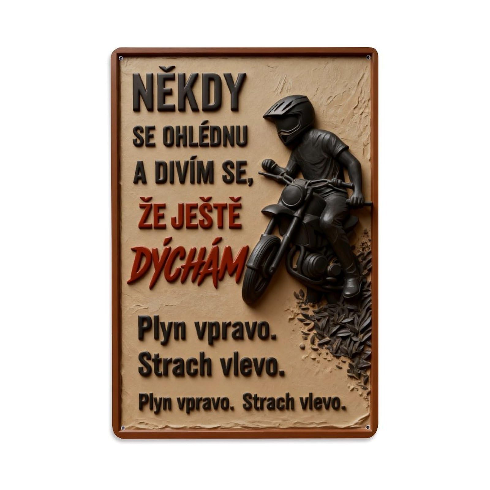 Motorcycle Rider Silhouette Text Background Vintage Metal Tin Sign Retro Wall Decor, Bar Garage Cafe Kitchen Home Wall Art Poster Decoration 8x12inches