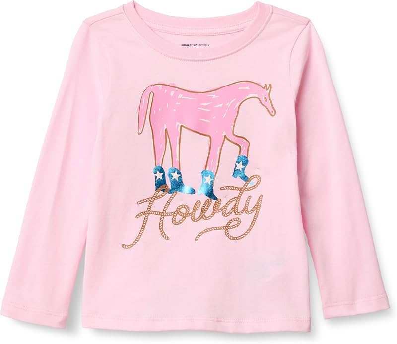 Girls and Toddlers' Long-Sleeve Crewneck T-Shirts, Multipacks