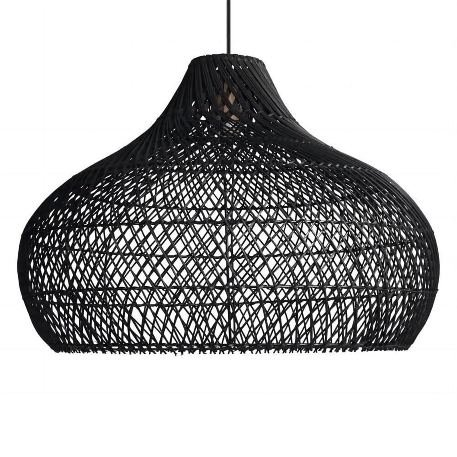 Khukhu Dark Natural Rattan Pendant Light For Kitchen Island, Ceiling Light Wicker Lampshade Lantern 14.1" Bamboo Lamp Hanging Light Ceiling Light Fixture Suitable For E26/27 Lamp Holder(Dark)