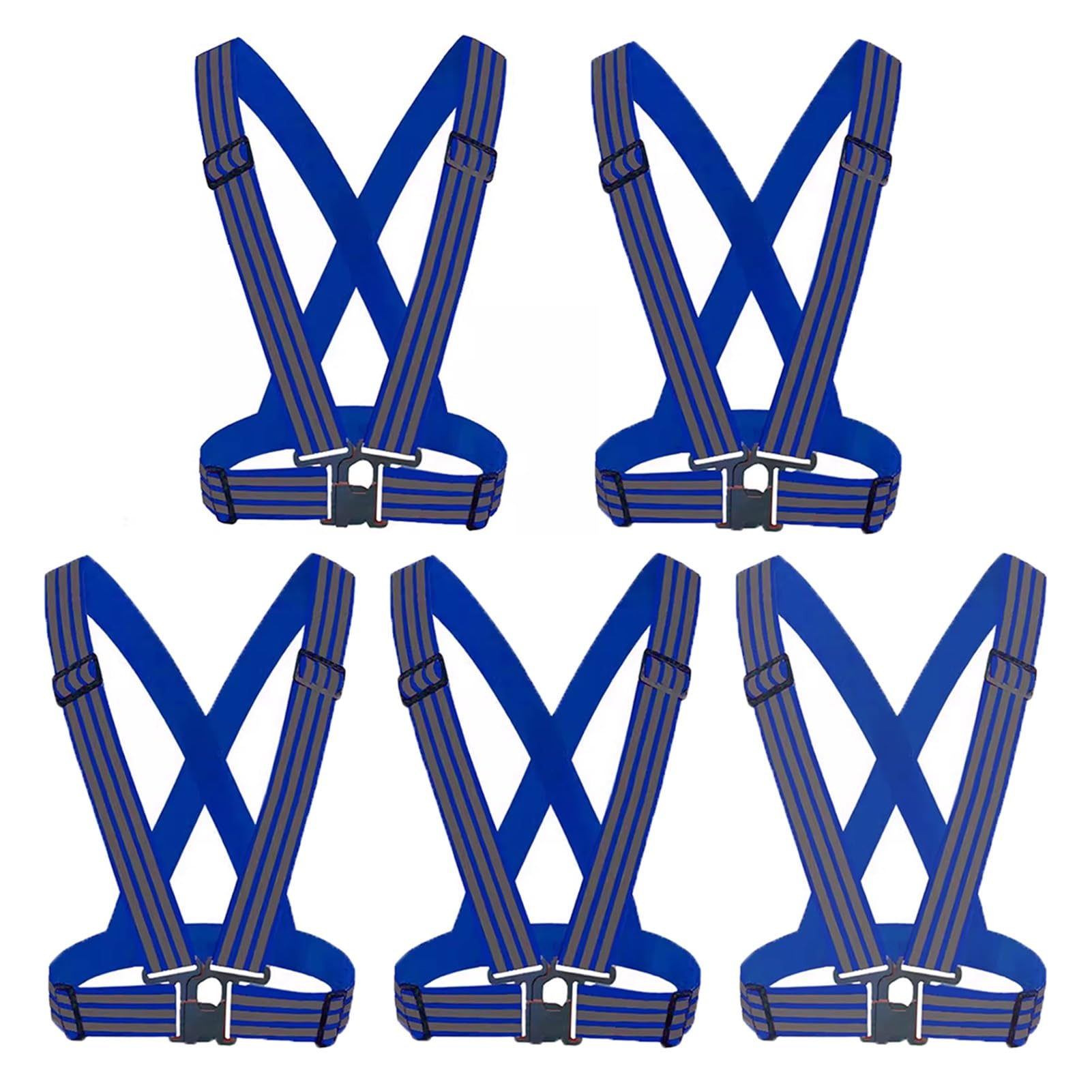 EvikoO Gilet de sécurité Gilet Haute visibilité avec 3 Bandes réfléchissantes, Veste Unisexe Haute visibilité, adaptée aux travaux de Circulation, à la Course à Pied (Color : Blue, Size : 5pcs)
