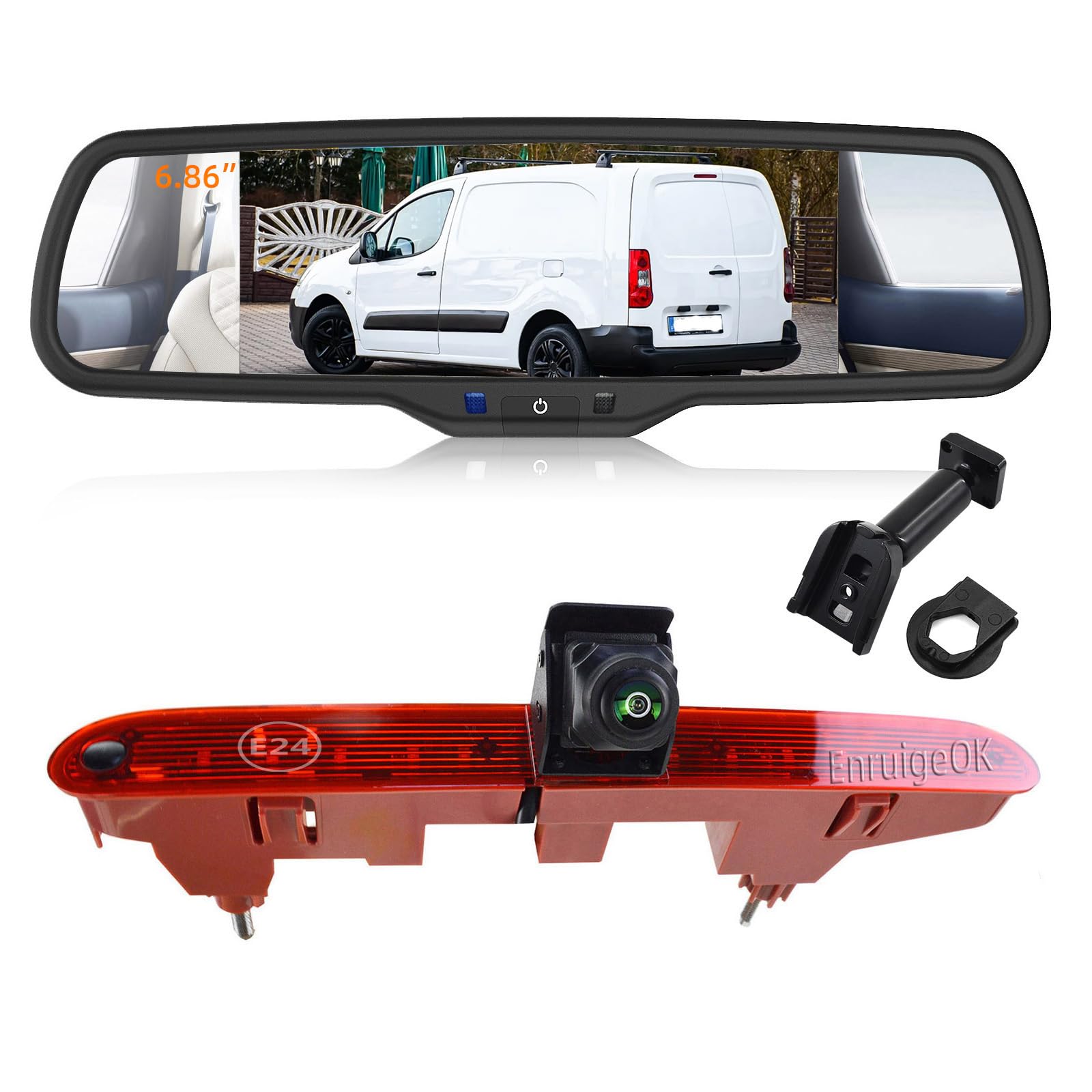 Automovite Caméra de recul HD pour Citroën Berlingo Peugeot Partner Opel Combo E Toyota ProAce City avec écran miroir de 17,4 cm (kit de support # 1,5)
