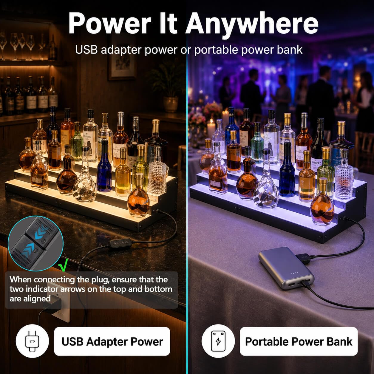 Étagère à 3 niveaux pour bouteilles de liqueur à LED 81,3 cm