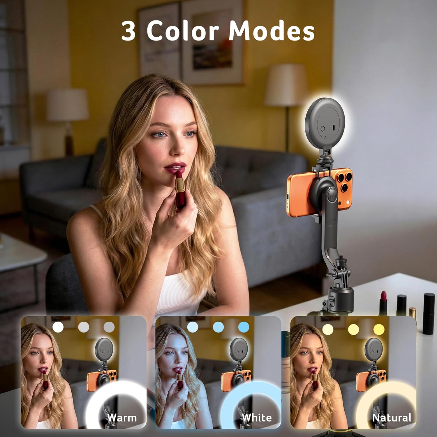 acer Auto Face Tracking Tripod for iPhone – Magnetic Phone Mount Gesture Control Detachable Mini Ring Light 64" 360 Degree AI Tracking Phone Tripod for Vlogging YouTube TikTok Video Recording
