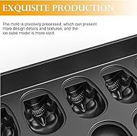 Vista 5 de Ice Cube Trays,Silicone Ice Cube Mold Maker with Lid,Skull Head Style Mold,for Chilling Whiskey, Cocktail, Beverages,Pudding Chocolate