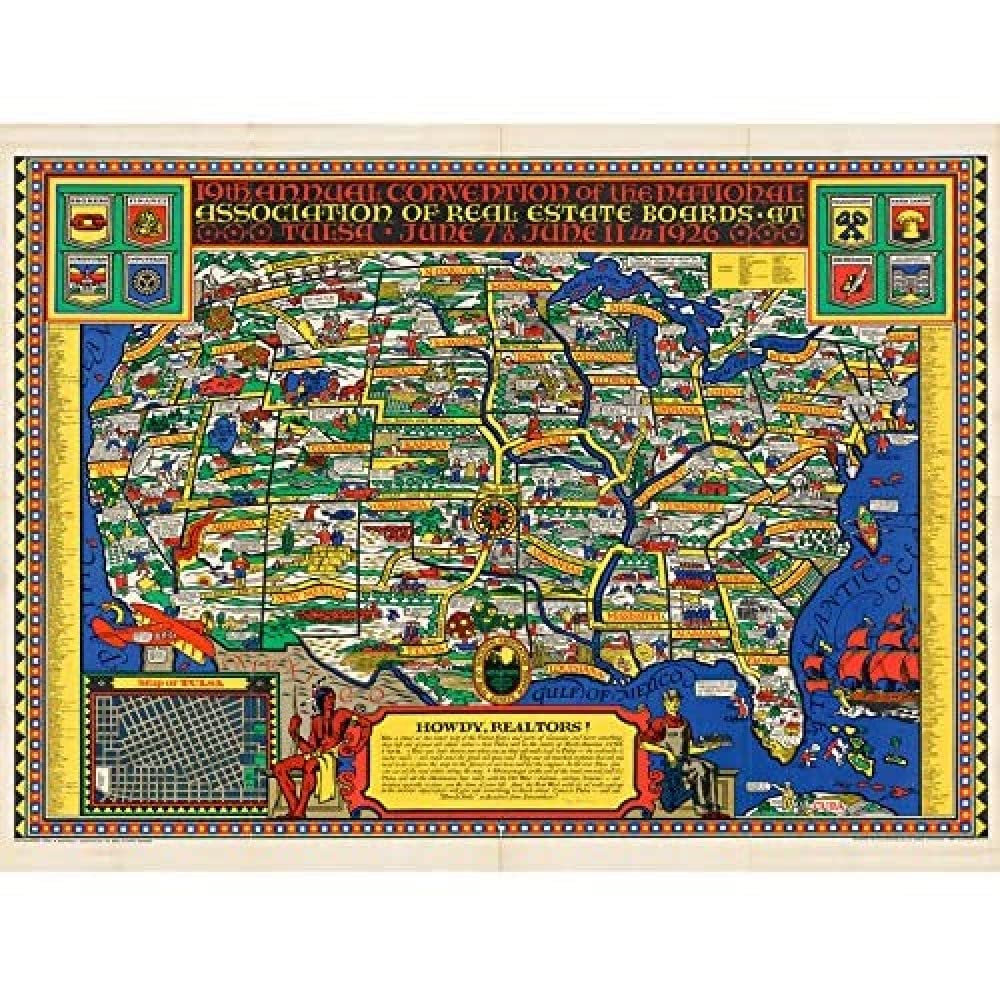 National Association Real Estate 1926 Landkarte USA ungerahmt Wandbild Kunstdruck Poster Home Decor Premium
