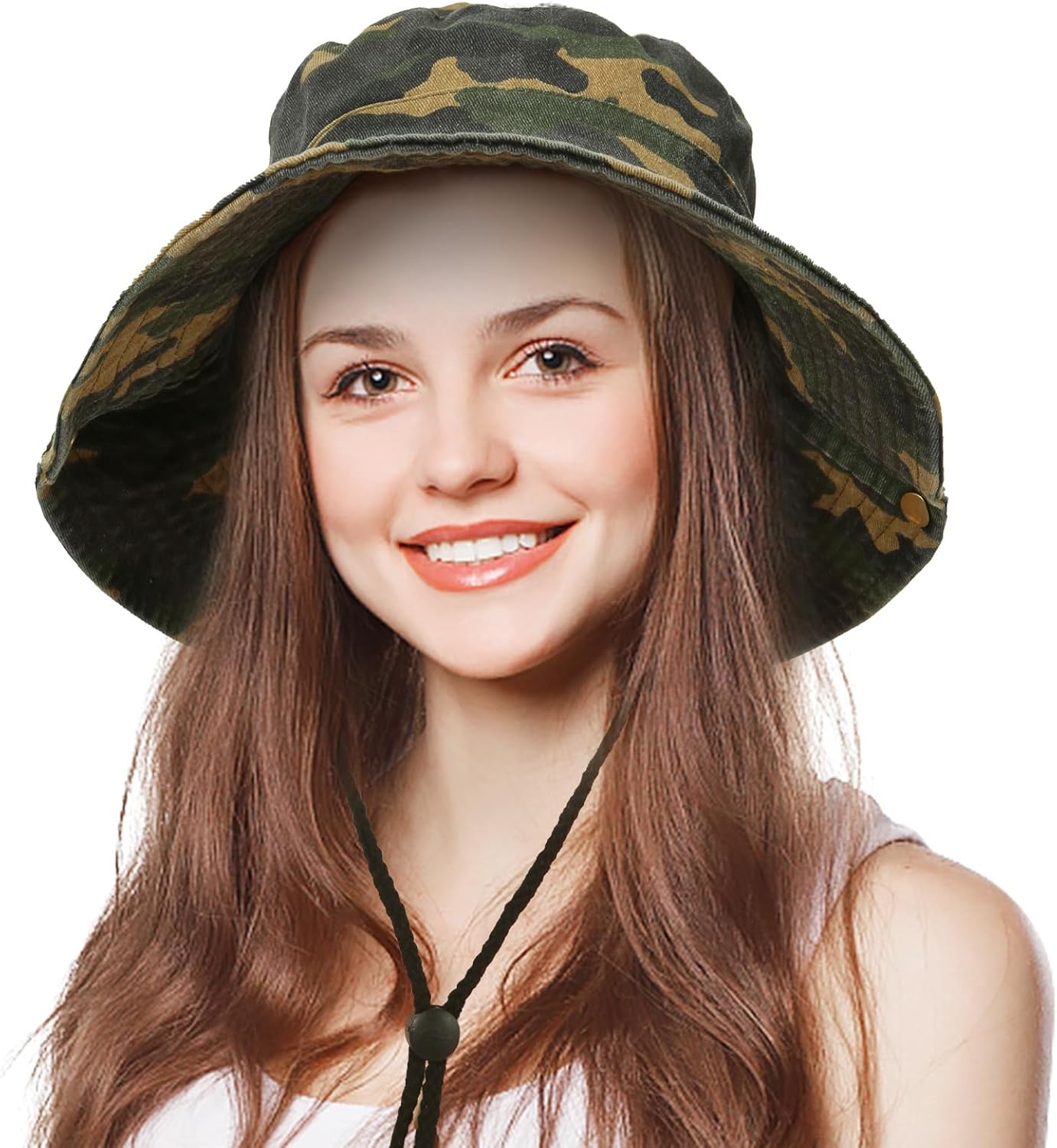 Men's Bucket Hat Camo Outdoor Sun Protection, Breathable Quick-Dry Fishing Gardening Hiking Hat ​,UPF50+ Cotton Wide Brim​ - Image 2