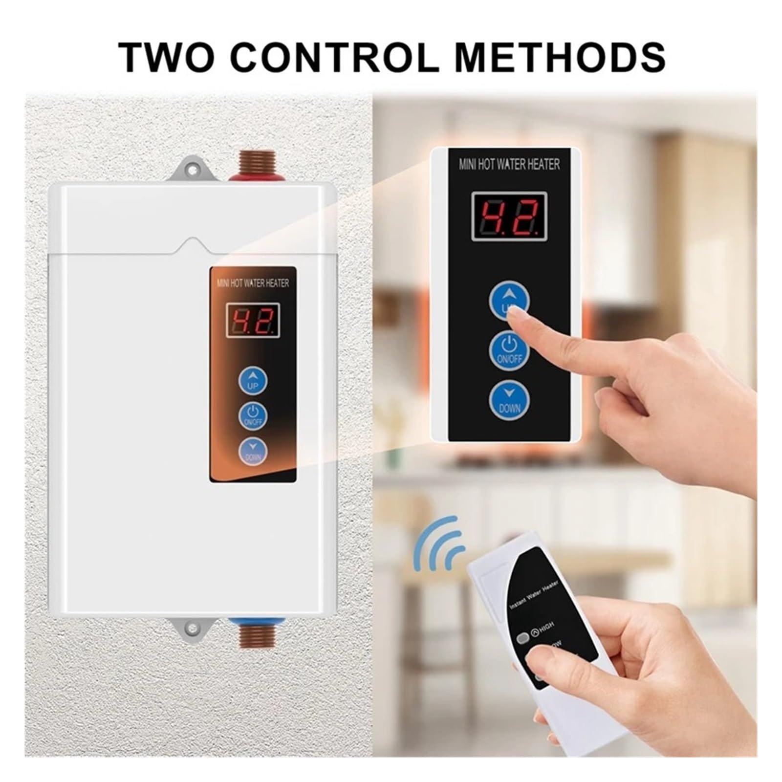 3000W Bezzbiornikowy Podgrzewacz Wody Elektryczny, Natychmiastowy Podgrzewacz Ciepłej Wody Z Em, Ekran Dotykowy LCD Podgrzewanie Wody szybko się nagrzewa(Wit)