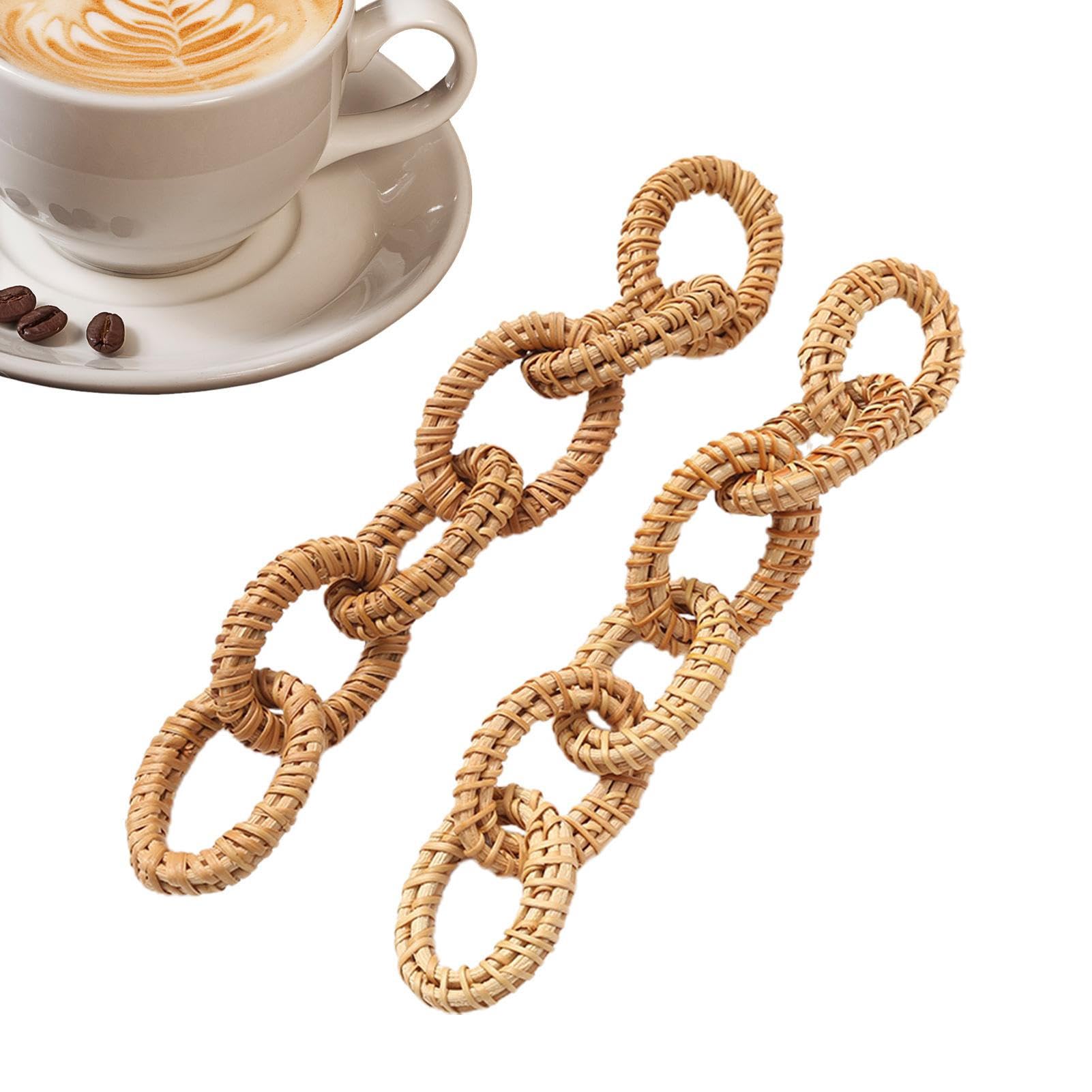 Ditanpu 2 Pieces Chain Decor, Boho Rattan Decor, Decorative Boho Wood Chain Link, Home Decor Farmhouse Crafts Ornament, For Coffee Table Decor, Living Room, Wood Knot Decor
