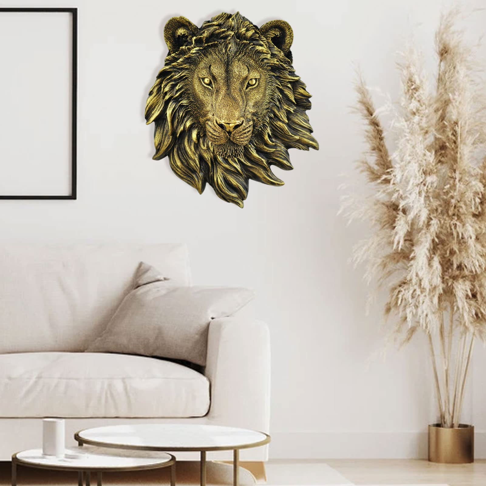 Scultura Testa Di Leone 3D In Resina - Decorazione Parete - Simbolo Di Potenza E Saggezza